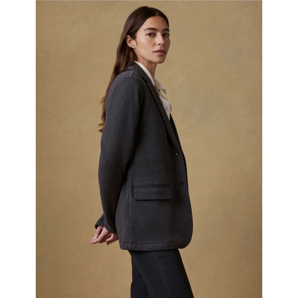 Faherty Inlet Knit Blazer Grey Black Sky Melange Stretch Jacket Professional EUC